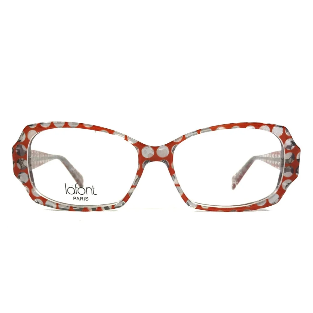 Jean Lafont Eyeglasses Frames HABANERA 627 Red Orange Silver Spotted 54-14-138